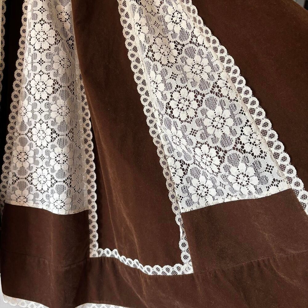Vintage Brown and White Lace Prairie Gunne Sax Vibe Midi Skirt - Picture 5 of 5
